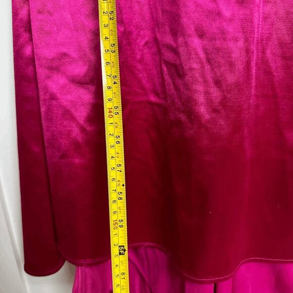NWT Ieena for Mac Duggal Womens Hot Pink Rhinestone Beaded Strap Satin Dress 2 - Picture 10 of 12